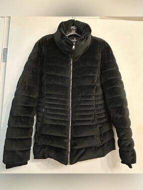 London Fog Classic Cozy Luxury Quilted  Black Puffer Ladies Winter Jacket Sz L.